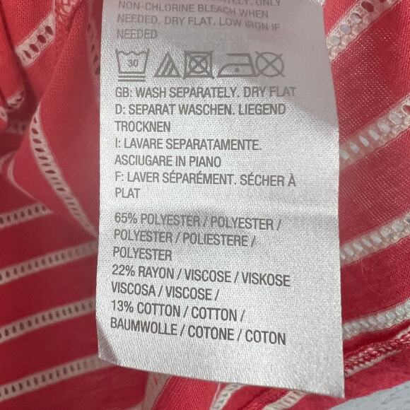 SUSAN GRAVER Women's L Weekend Coral White 3/4 Sleeve Open Lightweight Cardigan‎ - Picture 7 of 9